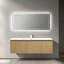 Meuble-lavabo suspendu double vasque de 122 cm (48 po) avec rangement dissimulé et armoire sous-vasque contemporaine, chêne jaune-789063267-789063271