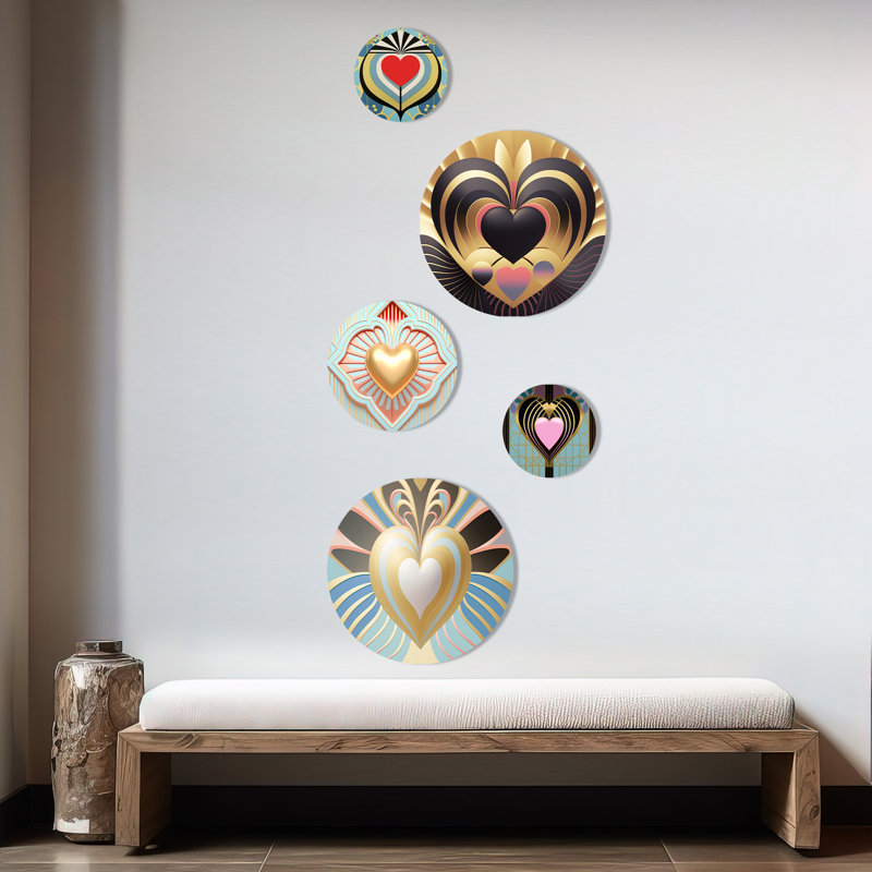Décoration murale abstraite brillante en forme de cœur blanc contemporain I - romantique