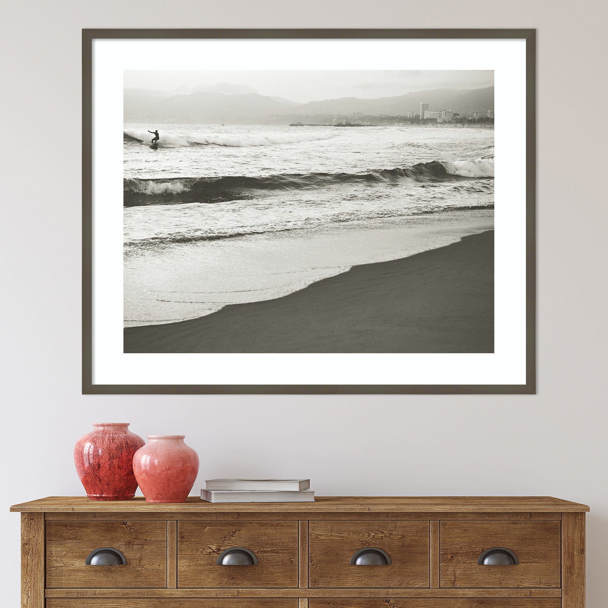 BW Surfer No. 1 by Myan Soffia, White Framed, 33" H x 41" W