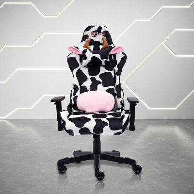 PC & Racing Chair, Solid Back Office Chair With Casters, COW Series Gaming Chair