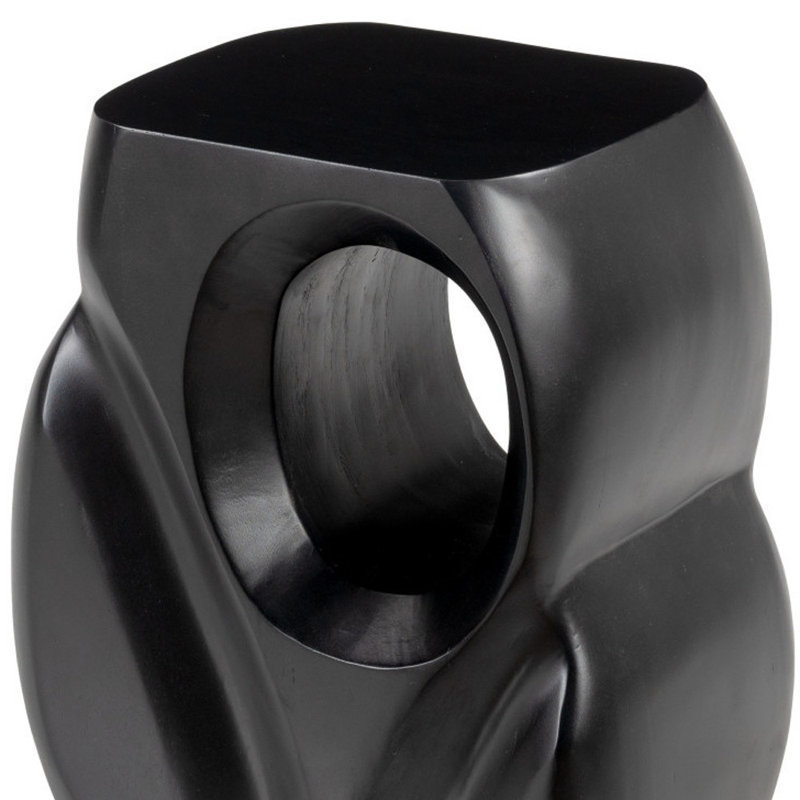 16" Black Solid Wood Figurine End Table