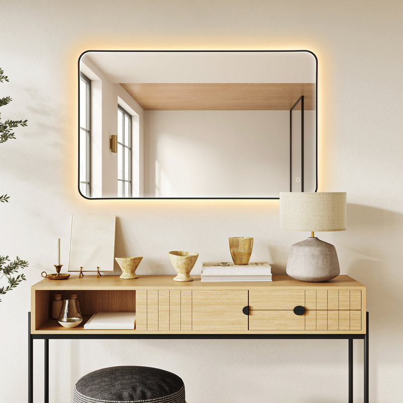 Miroir de salle de bain Digo, 30 po x 48 po, Noir mat