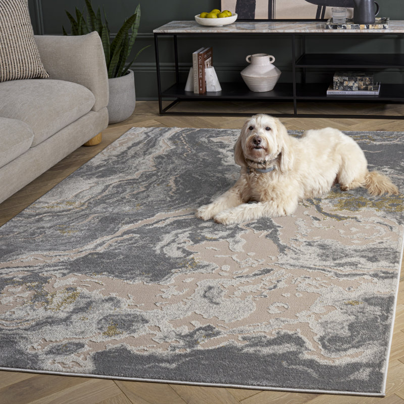 Tapis à motif abstrait 374 de performance Palma, Rectangle 5 pi 3 po x 7 pi 6 po