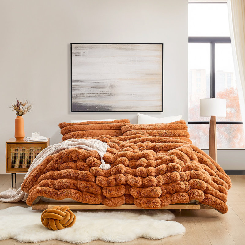 Roll Cakes Chunky Bunny - Coma Inducer Oversized Comforter Set, Brown, King Comforter + 2 King Shams