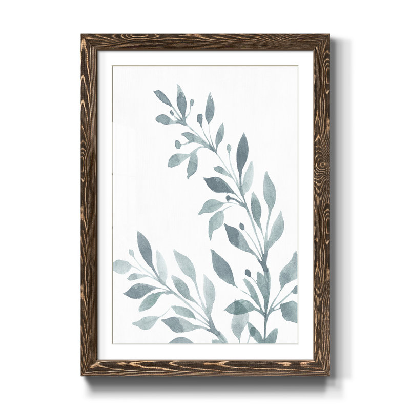 Blue Botanical Wash I - Cadre photo, reproduction d'art sur papier, Noyer, H 37,5 po x l 27,5 po x P 1,5 po