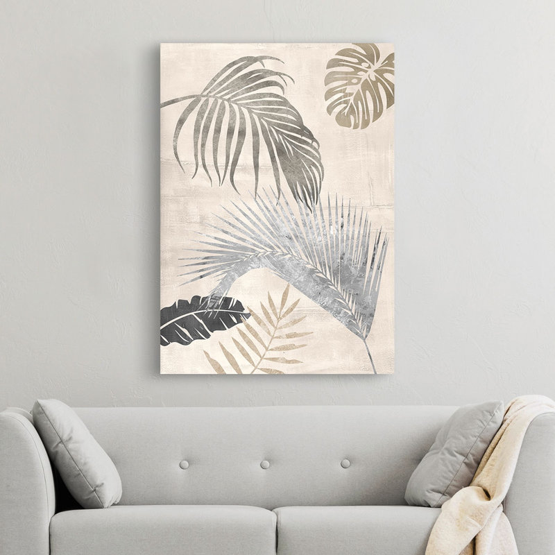 Palm Leaves Silver II by Eve C. Grant - Wrapped Canvas Art Prints, 100cm H x 70cm W x 4cm D