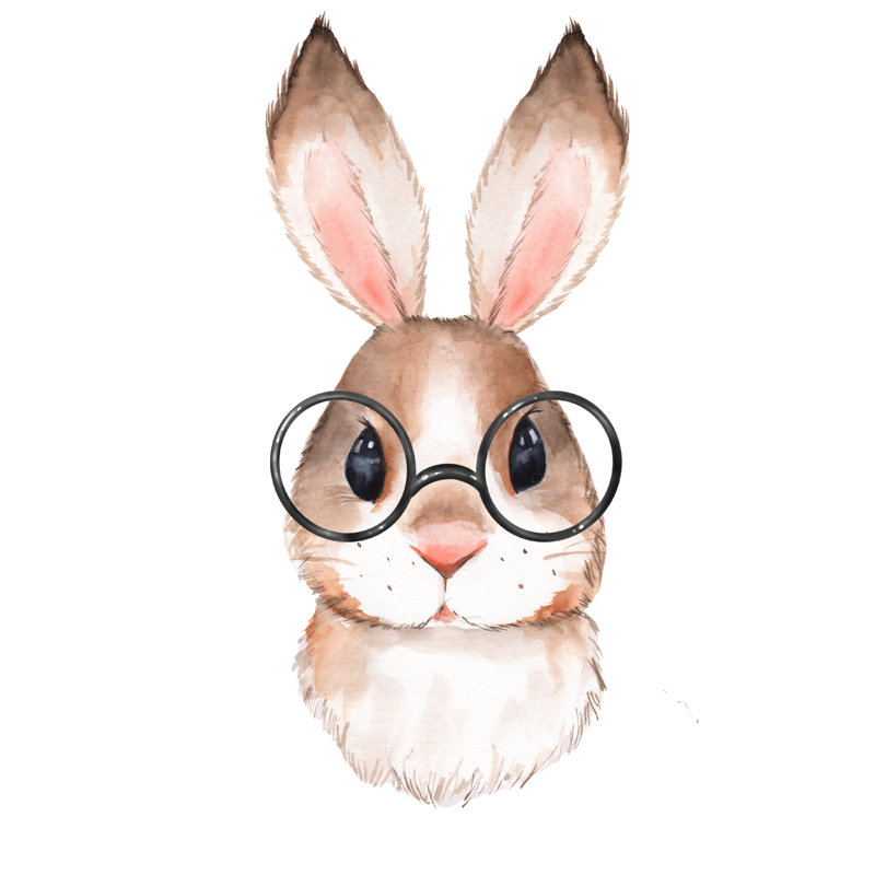 Cute Rabbit by OGri - Wrapped Canvas Painting, 76cm H x 76cm W x 3.8cm D
