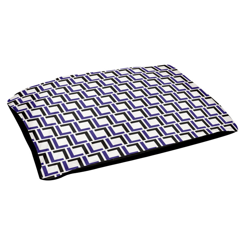 Coussin pour chien Bonheur, Small  (18'' W x 28'' D x 4'' H), Blanc / mauve / noir