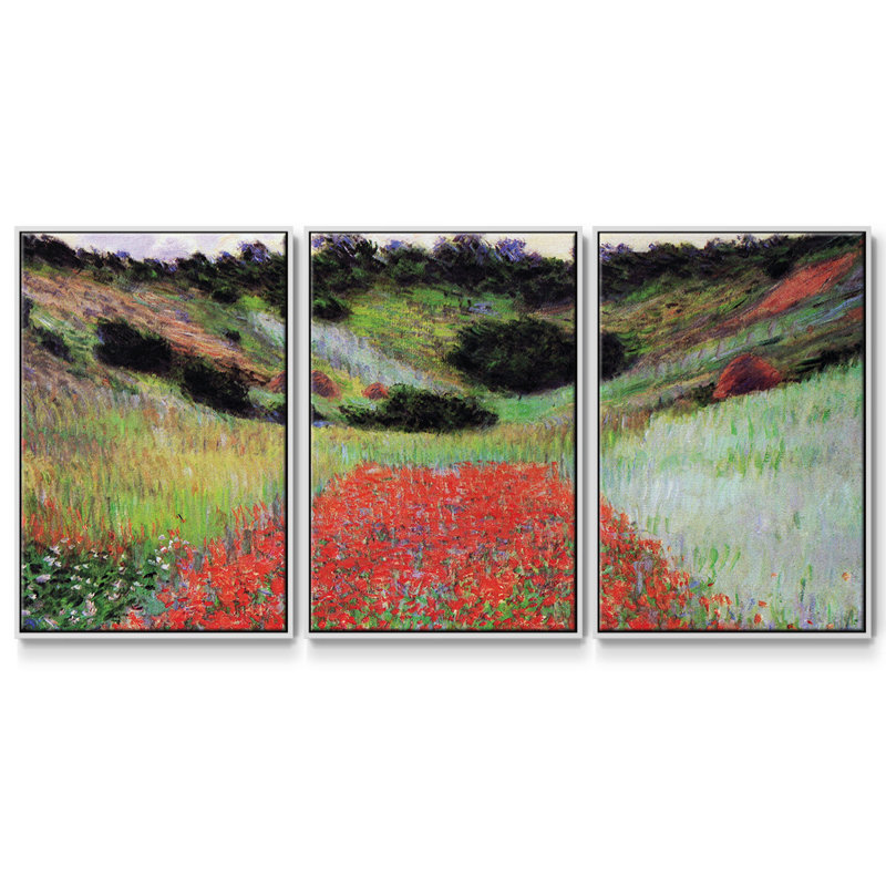 " Monet " 3 - Pieces, 24" H x 48" W x 2" D, White