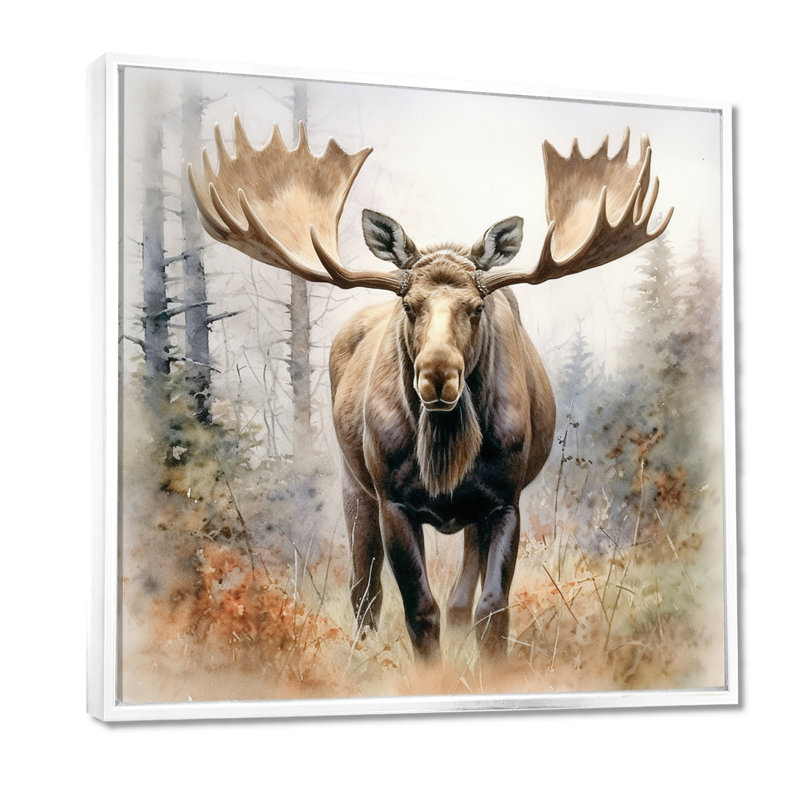 Moose Serenity II - Moose, art mural encadré, Cadre flottant blanc, 16" H x 16" W