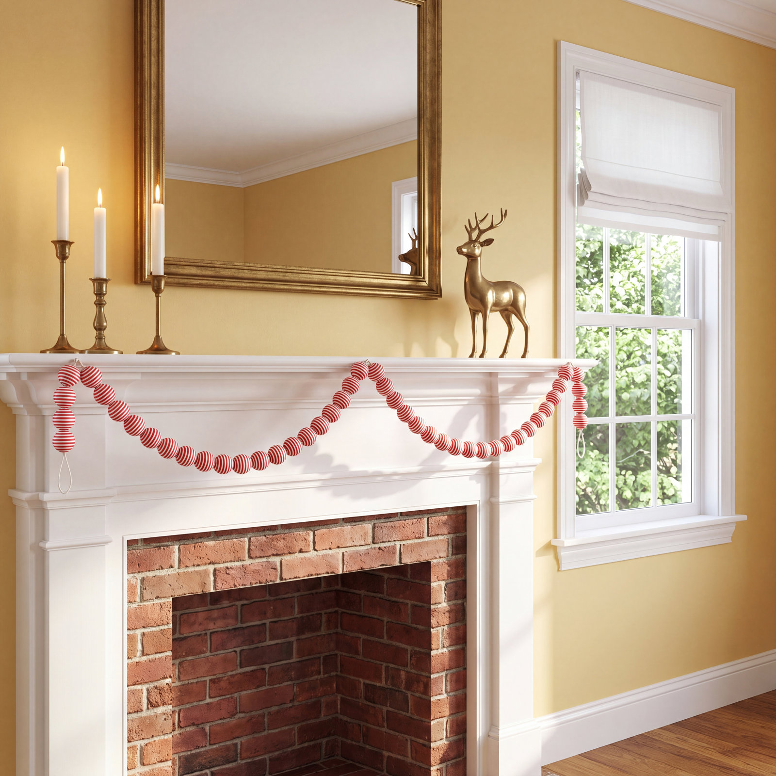 Red Stripe Ruffle 2" Christmas Garland