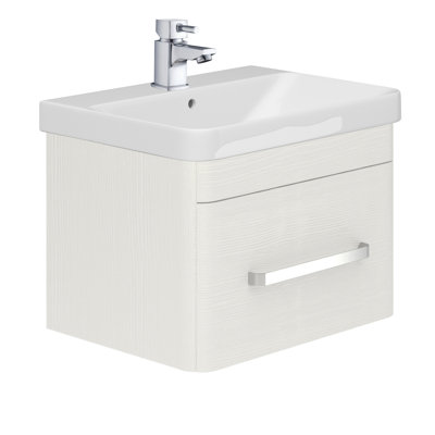800mm Single Bathroom Vanity with Semi-Recessed Ceramic Basin