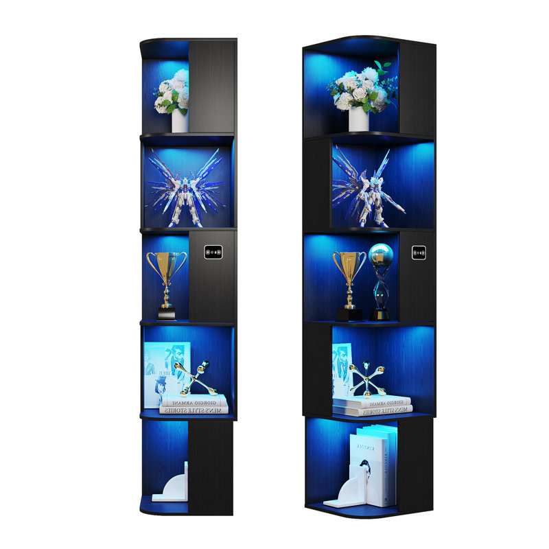 164.6cm H x 35cm W Corner Bookcase, Black