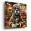 «Hipster Dog - Boxer» par Rey Klimt, art mural en verre acrylique-448420884
