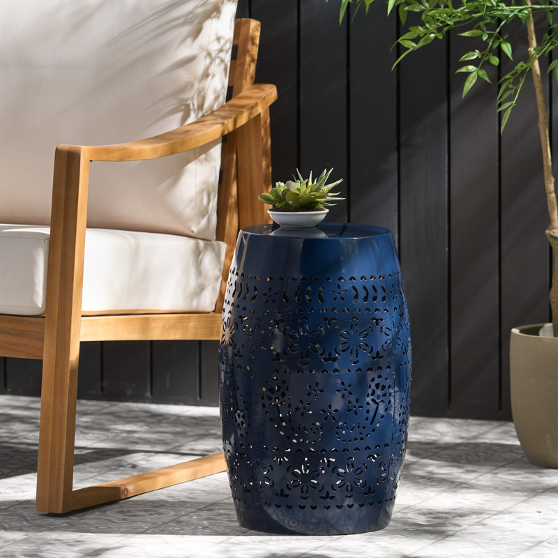  Table d'appoint pour l'extérieur en forme de tonneau pour patio et jardin Modern, Marine