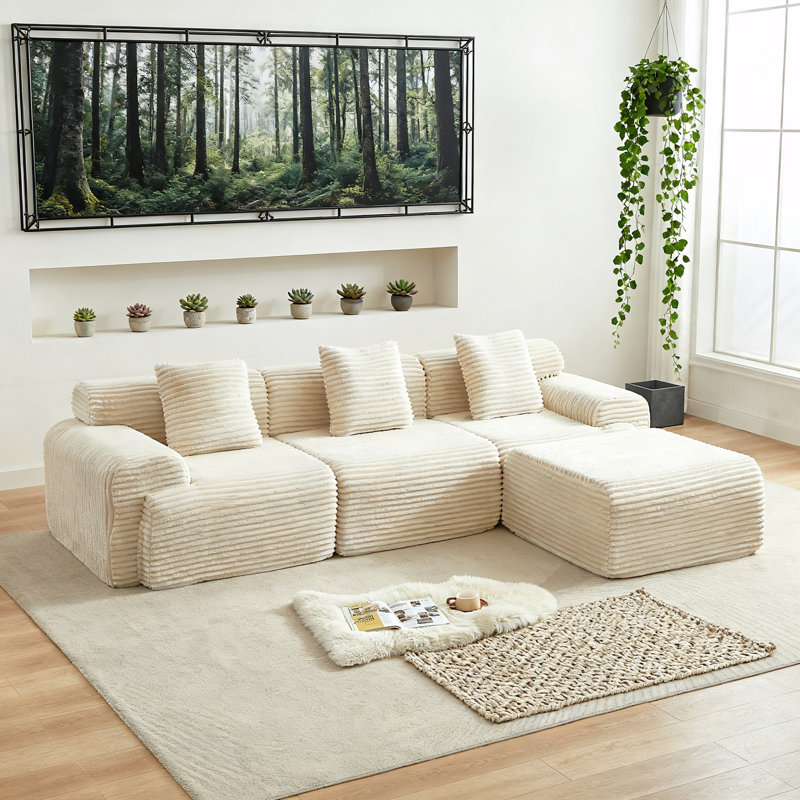 Modular Sofa Boneless Couch, Beige