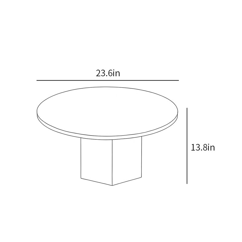 Table basse de style français de style rétro, H 13,8 po x L 23,6 po x l 23,6 po