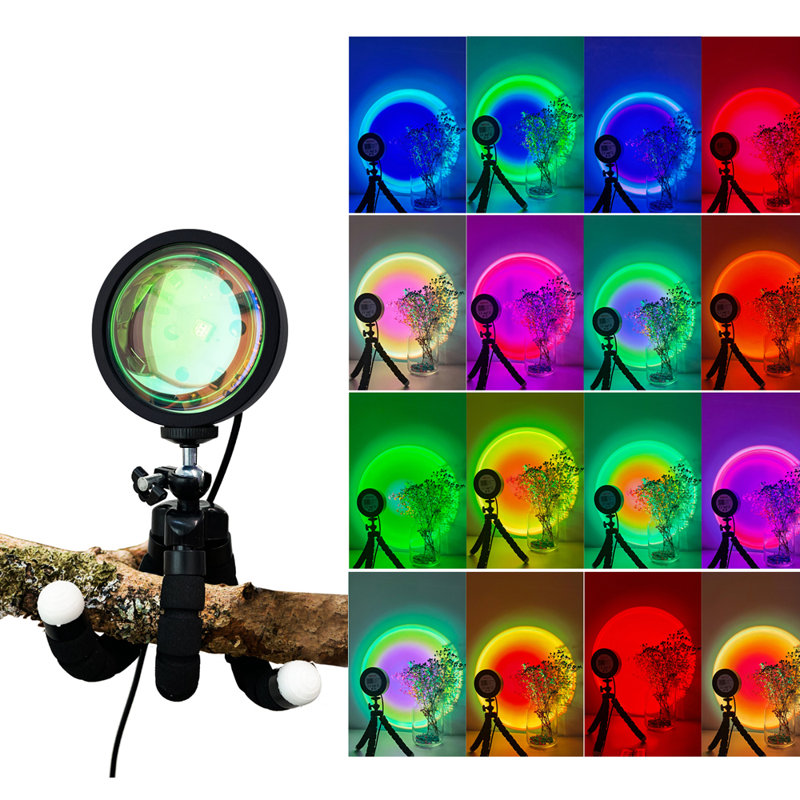 RGB Sunset Projection Lamp Floor Lamp with Flexible Tripod Stand