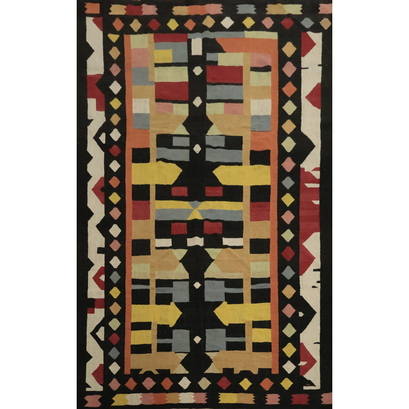 Tapis multicolore à motif géométrique vibrant 9 x 12