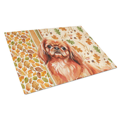 Red Pekingese Heirloom Fall Glass Cutting Board
