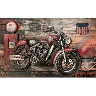 Red Beast On Wood - No Frame Painting on Metal