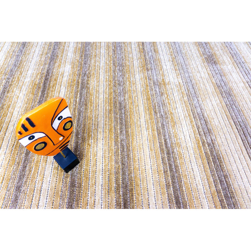 Tapis kilim décoratif durable antidérapant Sylvester Gold, Carré 2 pi 8 po