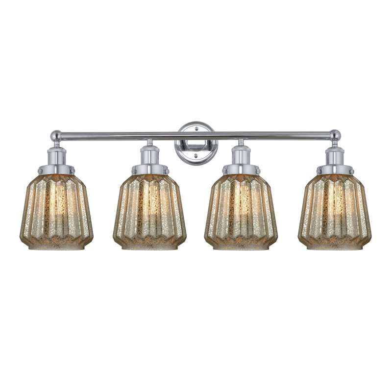 Éclairage de salle de bain à intensité variable à 4 lumières Aretzy, Transparent, Chrome poli
