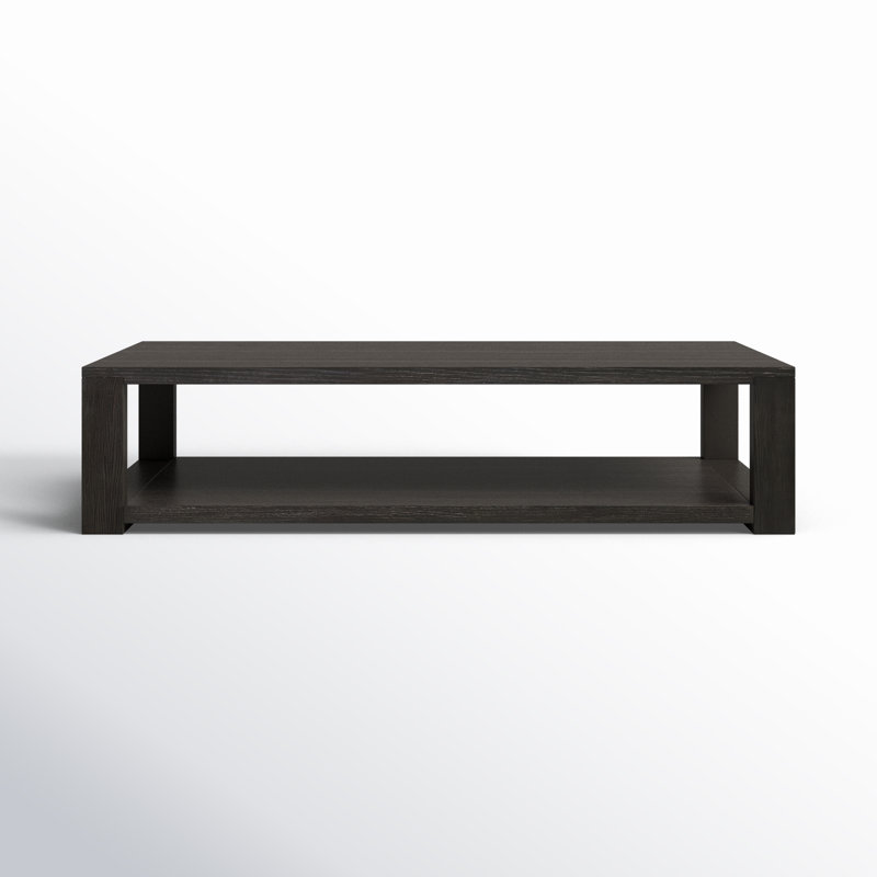 Aydeen Solid Wood Top Single Coffee Table, Dark Anthracite