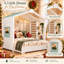 Lit cabane Ainsworth pour une personne avec rideaux de tente enroulables, lit gigogne et étagère de rangement intégrée, lit cabane en bois avec sommier à lattes.-382722823