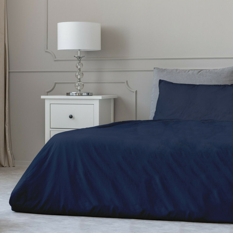 Ensemble de draps en micro-fibre, Bleu marine, Ensemble de draps pour lit simple avec un drap-hou
