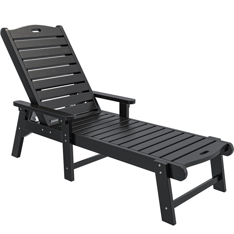 Chaise longue d'extérieur inclinable 78,7 po Alizay, Noir