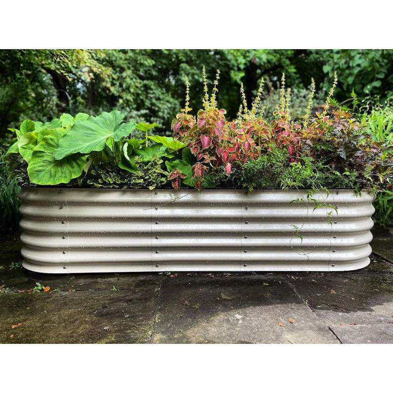 Pearl White 17" Tall Modular Metal Outdoor Raised Garden Bed