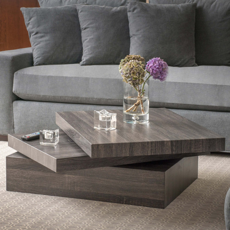 Table basse avec plateau tournant, bois