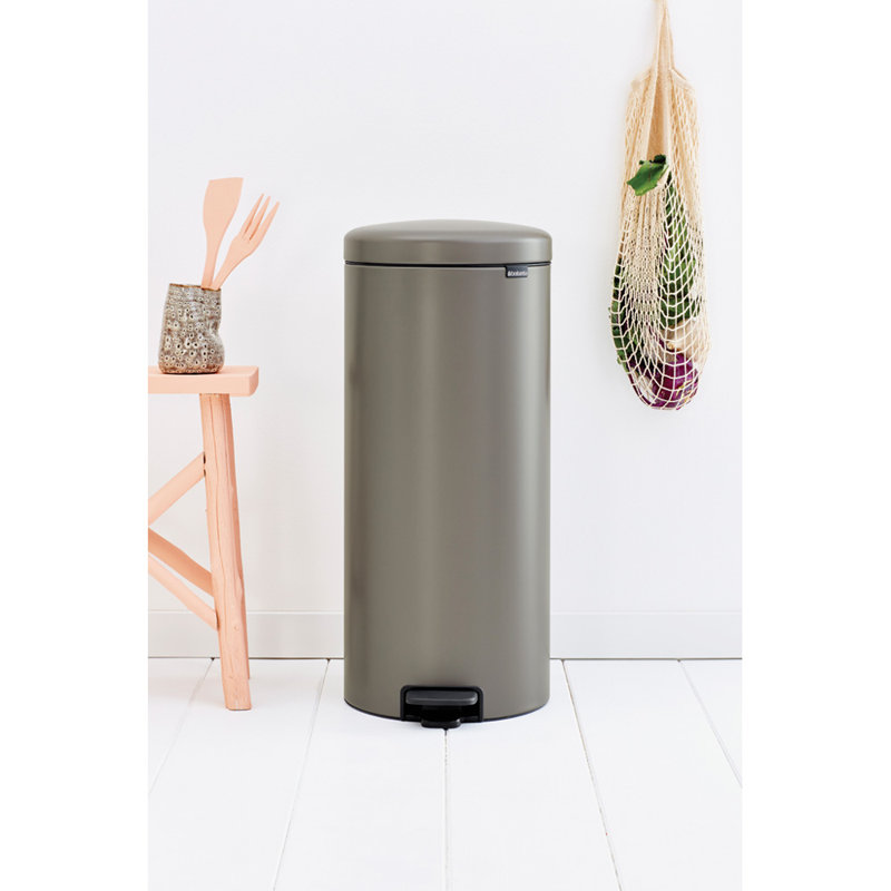 Brabantia Platinum 8 Gallon Plastic Pedal Trash Can