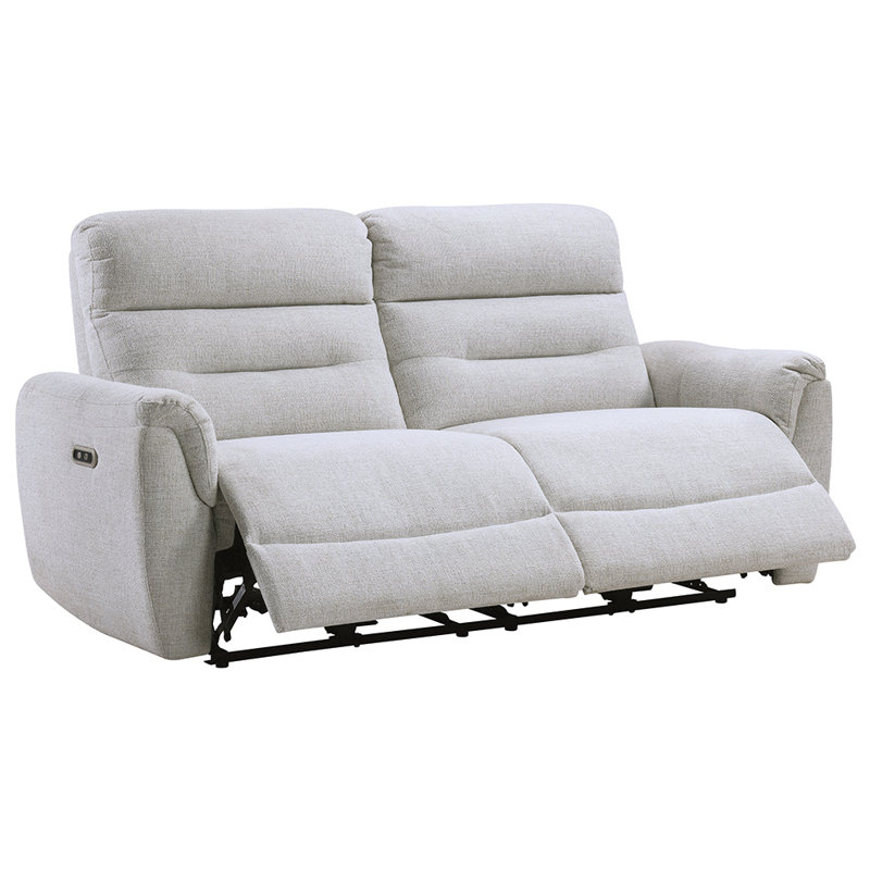 Light Gray Chenille Power Recliner Sofa with USB Port