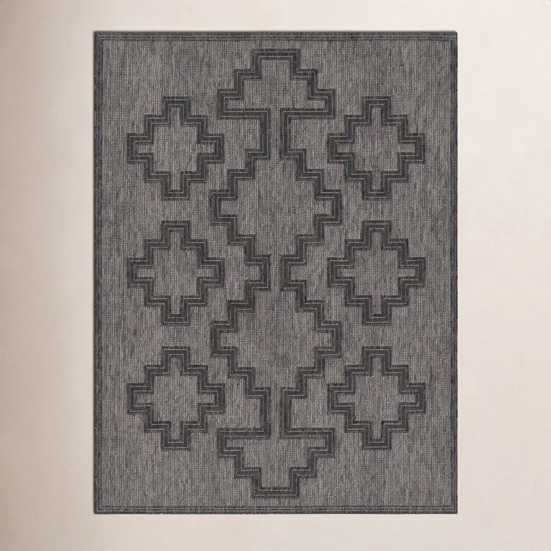 Tapis intérieur / extérieur gris anthracite Ava, Rectangle 3 pi 3 po x 5 pi