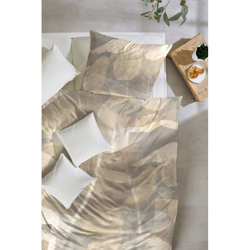 Riggsby Cotton Floral Duvet Cover Set with Pillow Shams Included, Brown/Beige, Single Duvet Cover + 1 Standard Pillowcase