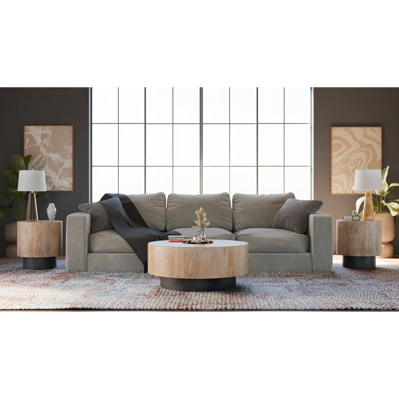 Solid Mango Wood Round Coffee Table, Natural