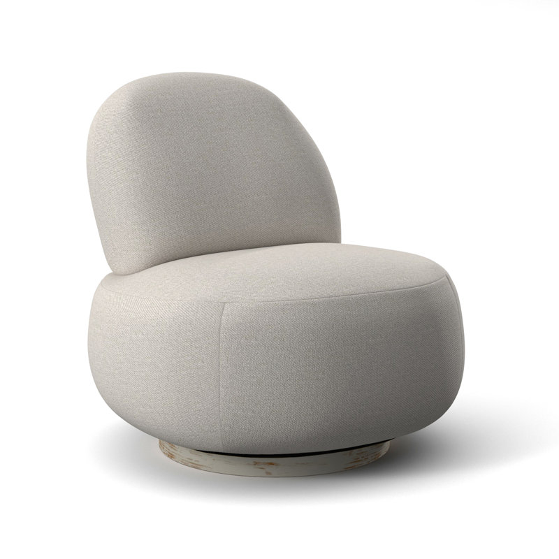 Lulu Upholstered Swivel Slipper Chair, Antique White, Beige Boucle 1168-012