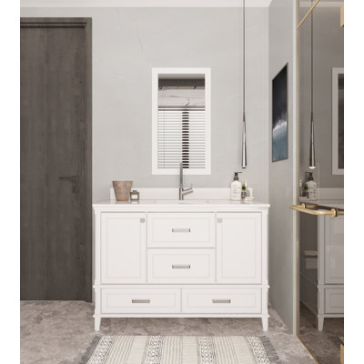 Ensemble de meuble-lavabo simple 47,2 po avec miroir Clerence
