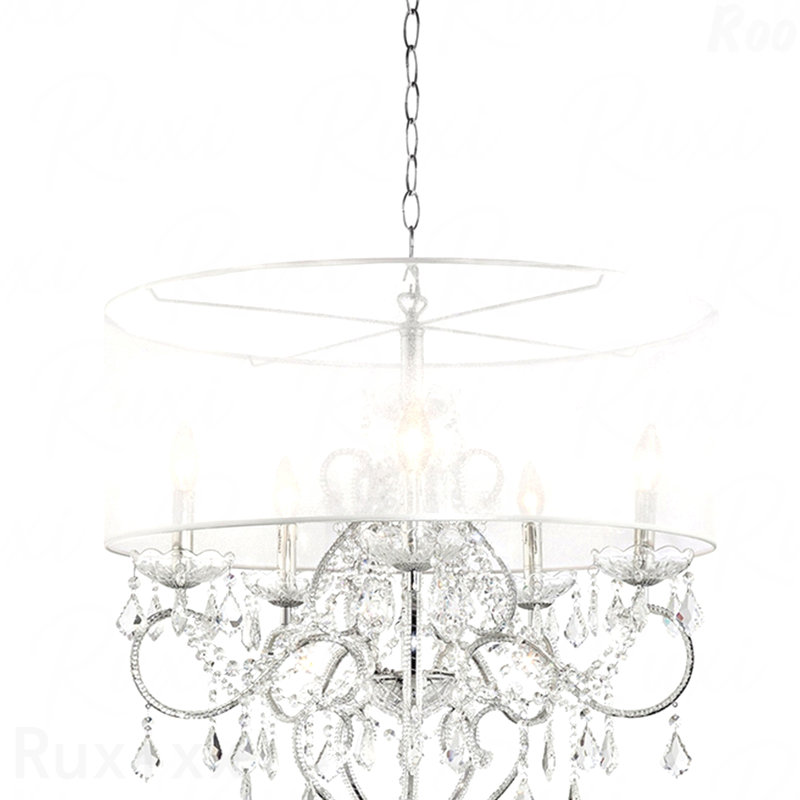 31,5 "de haut plafonnier" Evangelia ", finition argentée, accents de cristal