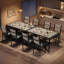 Ensemble table et chaises de cuisine en bois pour 4 personnes, table à manger avec 4 chaises rembourrées pour petite cuisine ou salle à manger, gris-466635938-466636125