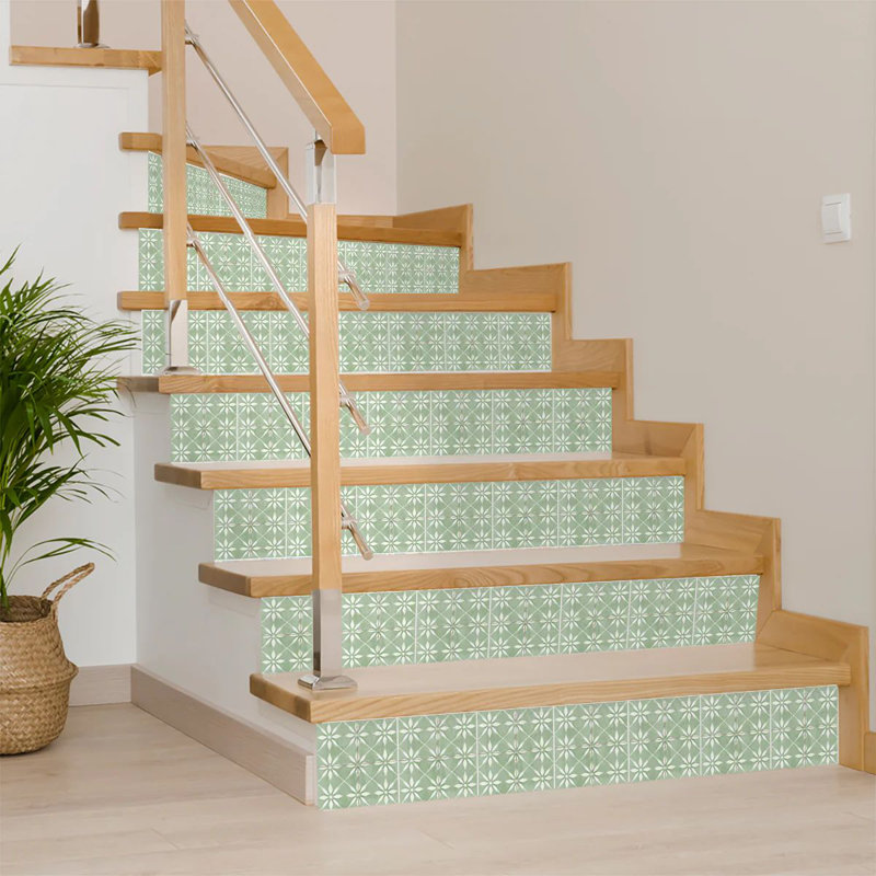 Carrelage mosaïque floral en vinyle 6 po x 6 po (ensemble de 24), Vert