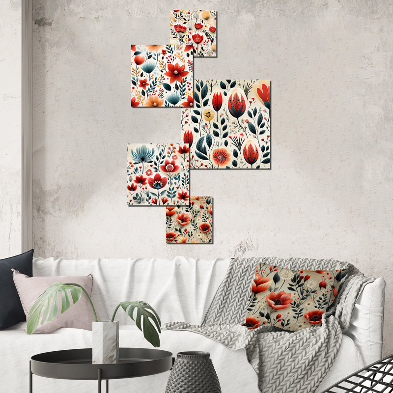 Coriandre - ensemble d'art mural floral de 5