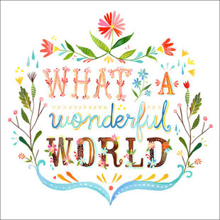 «What A Wonderful World» par Katie Daisy, impression sur toile tendue encadrée