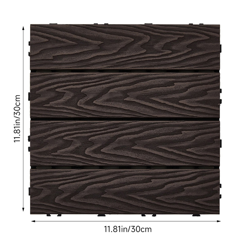 Living and Home 30 cm L x 30 cm W Plastic Deck Tile Kit, Dark Brown