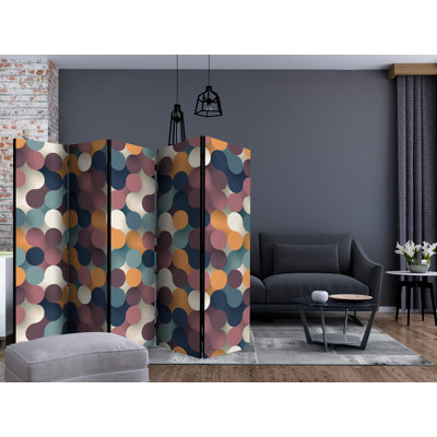 225 cm W x 172 cm H 5 - Panel Solid Wood Folding Room Divider