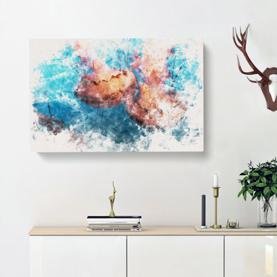 Pink Jellyfish Watercolour - Wrapped Canvas
