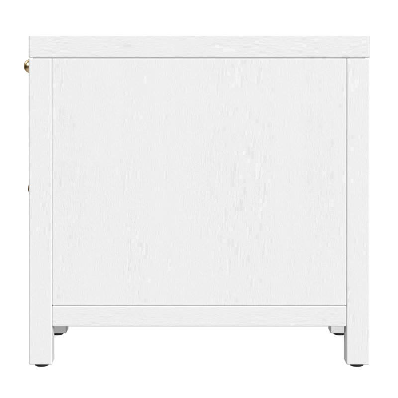 Nora 12 in. W Wood 1 Door End Table with Pull-Out Tray, Textured White