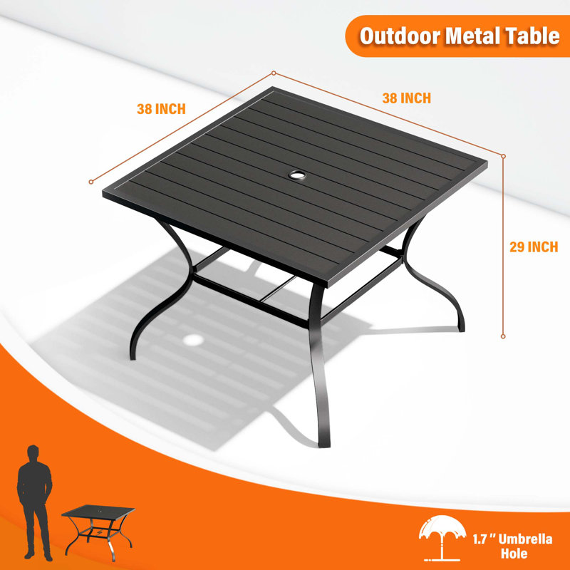 Chaise pivotante d'extérieur 6 pièces avec 1 table en métal, Brun